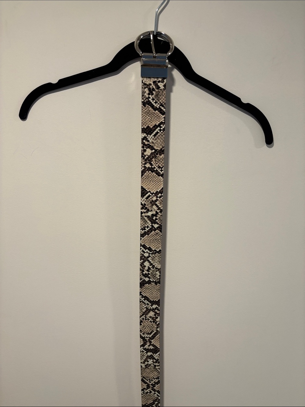 Womens Snake Print Belt in Beige and Black